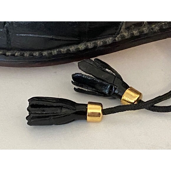 Vtg VITTORIO PONTI Dress Shoes Men's 14 Croc Leather Loafers Patchwork Black - Picture 10 of 10